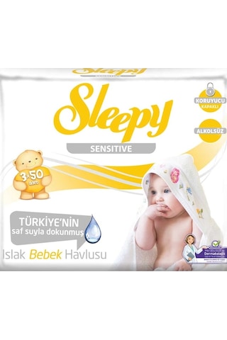 Sleepy Sensitive Hassas Ciltlere Özel Islak Bebek Havlusu 3 X 50'Li