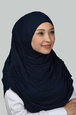 Altobeh Hazır Türban Büzgülü Pileli Pratik Eşarp Tesettür Hijab - Namaz Örtüsü - Lacivert