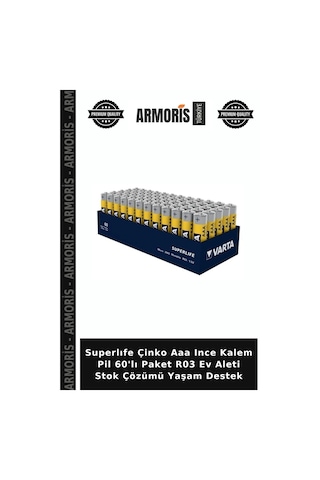 Superlıfe Çinko Aaa Ince Kalem Pil 60'lı Paket R03 Ev Aleti Stok Çözümü Yaşam Destek