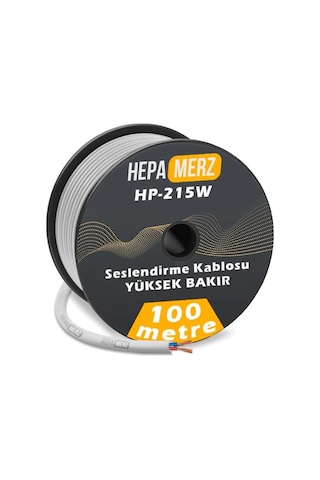 Hepa Merz Hp-215wh Tam Bakır 2x1.5 Mm Hoparlör Ses Kablosu 100 Mt Beyaz