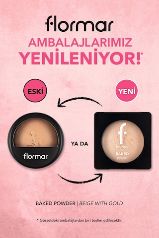 Flormar Yoğun Pigmentli Fırınlanmış Mat Pudra  - Baked Powder - 021 Beige With Gold - 8682536053532