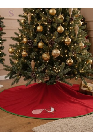 Noel Baba Nakışlı Çam Ağacı Örtüsü 90cm
