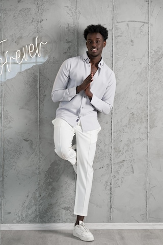 Advante Armürlü Likralı Yaka Düğmeli Slimfit Yazlık Gofre Kumaş Gömlek Gri