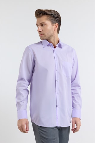 İmza Açık Lila Sert Yaka Uzun Kol Easy To Iron Comfort Fit Pamuklu Gömlek 1004255182