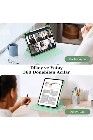 Apple Uyumlu iPad Air 13 2025 M3 Çip 360 Dönebilen Yatay Dikey Standlı Fuchsia Pino Tablet Kılıfı Kılıf