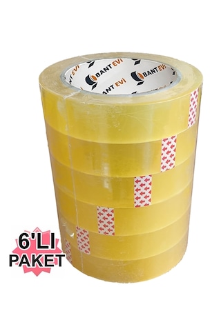 İnce Koli Bandı 6 Adet 24mmx100mt Şeffaf Akrilik Kırtasiye Bandı