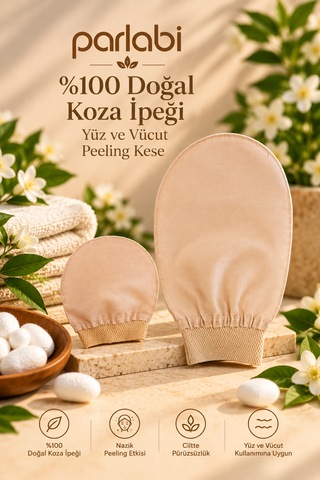 % 100 Doğal Koza İpek Yüz Ve Vücut Peeling Kese