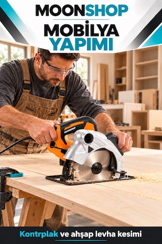 Moon Shop Pro Seri Lazerli Bakır Sargılı Metal Şanzuman Sunta Kesme Daire Testere Makinesi 185 MM