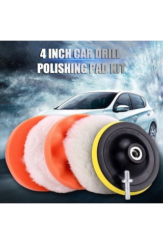 Novahub 6 Parça Araç Cilalama Seti - 4 İnç Sünger Ve Yün Pedler, Matkap Adaptörlü, Küçük Boy Süngerler