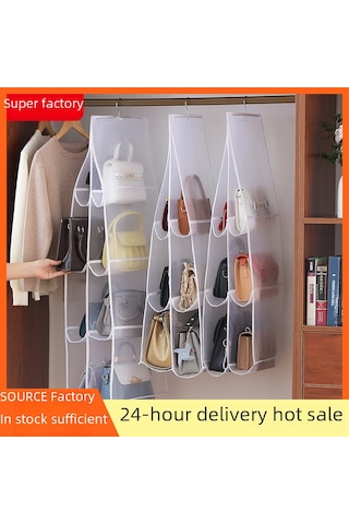 Kosona Beyaz 3 Katlı Dolap Kapısı Askılı Organizer - Toz Proof Ağ Şeritli Çantalar Ve Eşyalar İçin Katlanabilir Depolama Rafı