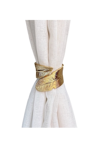 Ranyeek Zarif Yaprak Desenli Metal Makyajlı Piyano Telli Perde Bağlayıcı - Delme Yok, Kolay Kurulum, Gümüş Renk