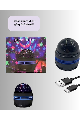 Döner Galaxy Uyumlu Projektör Gece Lambası Ay Ve Yıldız Işıklı Atmosfer Lamba Usb Bağlantılı
