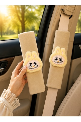 Bunny Sarı Emniyet Kemeri Aksesuarı - Emniyet Kemeri Kılıfı - Araç Emniyet Kemeri Omuz Koruyucu 1 Adet