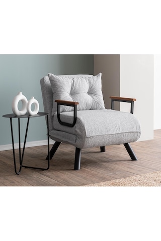 Pafu Sando Tekli Katlanır Yataklı Koltuk Teddy Gri