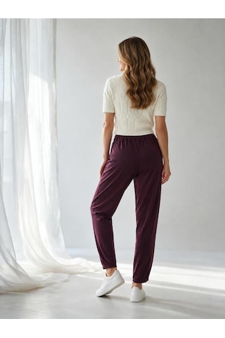 Nealirsanall.com Kadın Yüksek Bel Beli Lastikli Paça Pileli Jogger Form Modal Pantolon Siyah