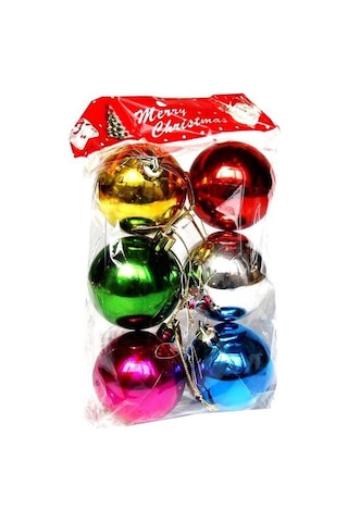 Yılbaşı Ağaç Süsü Cici Top, 8 cm - 6 Adet