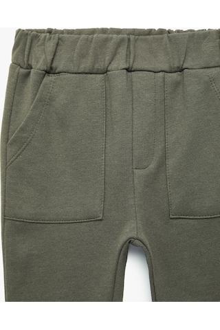 Koton Cepli Beli Bağcıklı Pamuklu Şardonlu Jogger Eşofman Altı Antrasit 7wmb40011tk