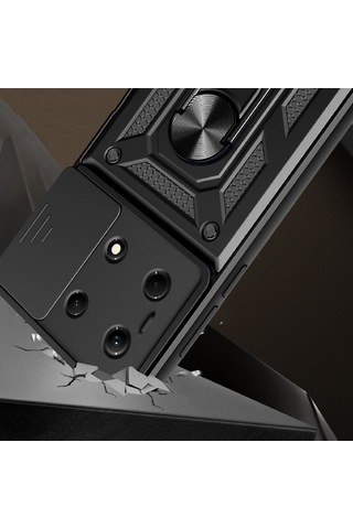 Ennar İnfinix Note 30 Vıp Kılıf Magnetik Standlı Sürgülü Kamera Korumalı 360 Döner Yüzüklü Kapak Lacivert