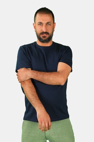 Erkek Bisiklet Yaka Kısa Kollu Tişört Lacivert
