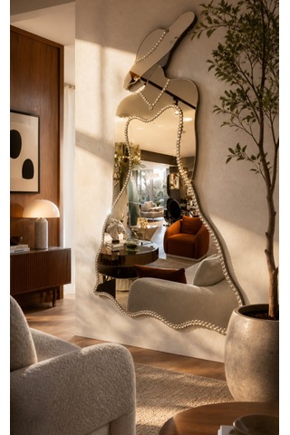 Dekorasyon Salon Aynası Gümüş - Bronz