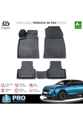 S-dizayn Peugeot 3008 Hybrid 3d Pro Havuzlu Paspas 2024 Üzeri A+ Kalite