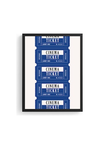 Doğal Ahşap Çerçeveli Retro Sinema Bileti Tablo - Film Temalı Huhu2394