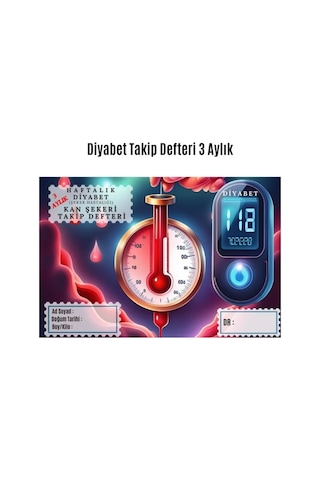 Diyabet Ölçüm Takip Çizelgesi Defteri A Kalite Özel Tasarım 3 Aylık A5 Sarı