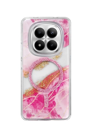 Onegif Xiaomi Redmi Note 15 4g Uyumlu Lotus Simli Magsafe Kapak - Pembe Çok Renkli