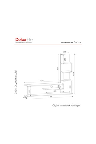 Dekorister Metehan Kitaplıklı Tv Ünitesi Beyaz-Cordoba