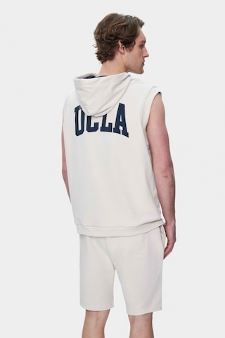 Ucla Hewıtt Kemik Rengi Nakışlı Sıfır Kol Sweatshırt Oversize Erkek Sweatshirt Kemik Rengi Kemik