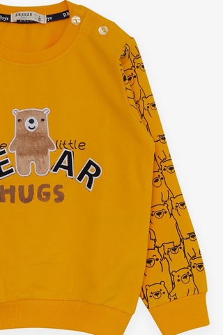 Erkek Bebek Çocuk Pamuklu Omuzdan Kapamalı Ayıcık Kabartmalı Eşofman Tk.-13376-sarı Sarı