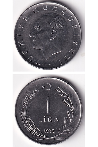1 Lira 1973 Çil Eski Madeni Para