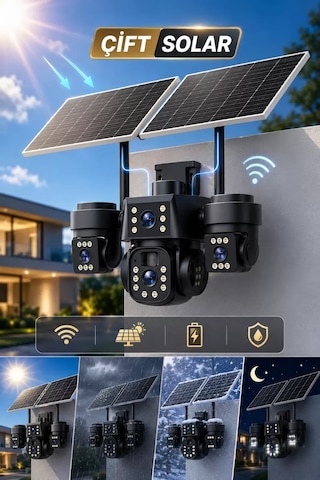 V380 Pro Maro Wifi 12MP Üç Kameralı UltraHD Güneş Enerjili Akıllı Güvenlik Kamerası - 12MP ürün