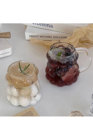 Suofeng Cam Bardak Üzümlü Desen, 350 Ml, Pyrex, Şeffaf, 1 Adet Şeffaf