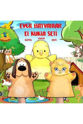 3 Parça Tox Evcil Hayvanlar El Kukla Set . Eğitici Oyuncak