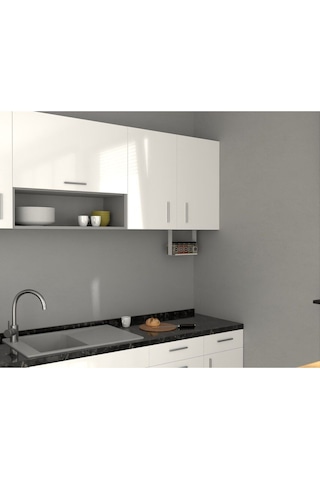 Aju Baharatlık Baharat Rafı, Mutfak Banyo Düzenleyici, Dolap Altı Monte Raf, Mutfak Rafı, Metal Raf Beyaz