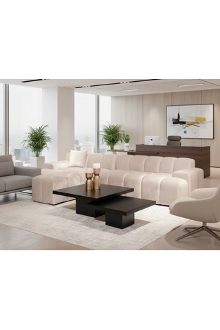 Most Marmoris Mermer Görünümlü %100 Mdf Orta Sehpa Set Siyah