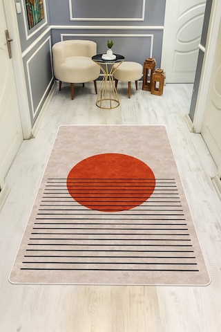 Modern Desenli Dijital Baskı Kaymaz Taban Halı H0958 Renkli