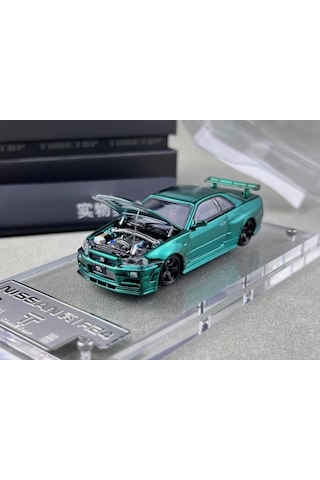 Timetop 1/64 Green Carbon Nissan R34 Karbon Yeşil Pleksi Limitli