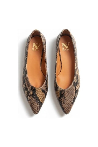 Ne&ve Shoes Kahve Deri Yılan Baskı Sivri Burun Şık Ve Rahat Günlük Babet Kahverengi