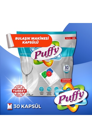 Puffy Hepsi Bir Arada Bulaşık Makinesi Deterjanı Kapsül 30 Yıkama