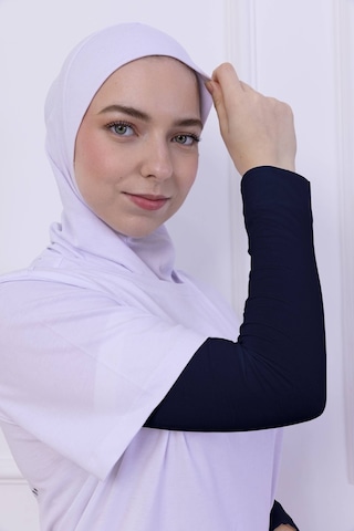 Loggia Likralı Penye Kolluk Lacivert - Pratik Kadın Tesettür Düz Namaz Kolluğu 1 Çift 40cm Viskon Hijab Lacivert
