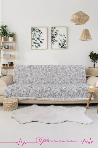 Klasik Pamuklu Koltuk Örtüsü 160x220 Cm Zebra Desen Koltuk Örtüsü Antrasit