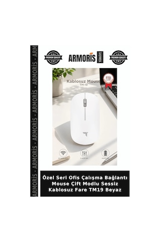 Özel Seri Ofis Çalışma Bağlantı Mouse Çift Modlu Sessiz Kablosuz Fare Tm19 Beyaz