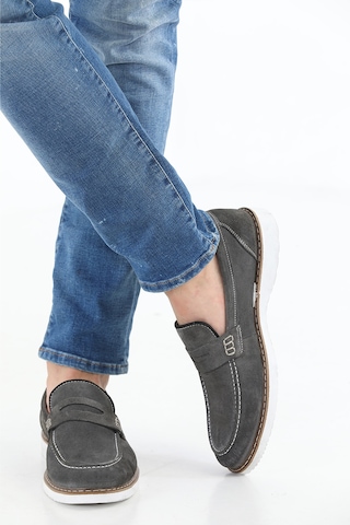 M.Karaca Hakiki Süet Deri Ortopedik Taban Erkek Ayakkabı GRİ