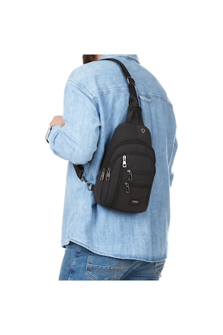 Torz Unisex Siyah Omuz Çantası Su Geçirmez Kanvas Kumaş Body Bag Çift Taraflı Çapraz Postacı Çanta Antrasit