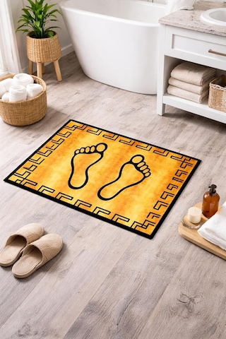Banyo Ayak Paspası, Sarı, Süngerli, Modern Stil, Ayak Havlusu