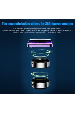 Tongxida Magnetik Vakumlu Telefon Tutucu - 360 Dönüşlü - Evrensel Ön Cam Tutucu -