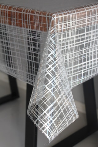 Pvc Şeffaf Desenli Silinebilir Muşamba Masa Örtüsü 405-kareli Gümüş