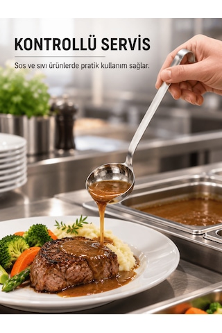 Endüstriyel Sos Kepçesi Paslanmaz Çelik Uzun Saplı Asılabilir Sıvı Dökme Servis Kepçesi Lokanta Restoran